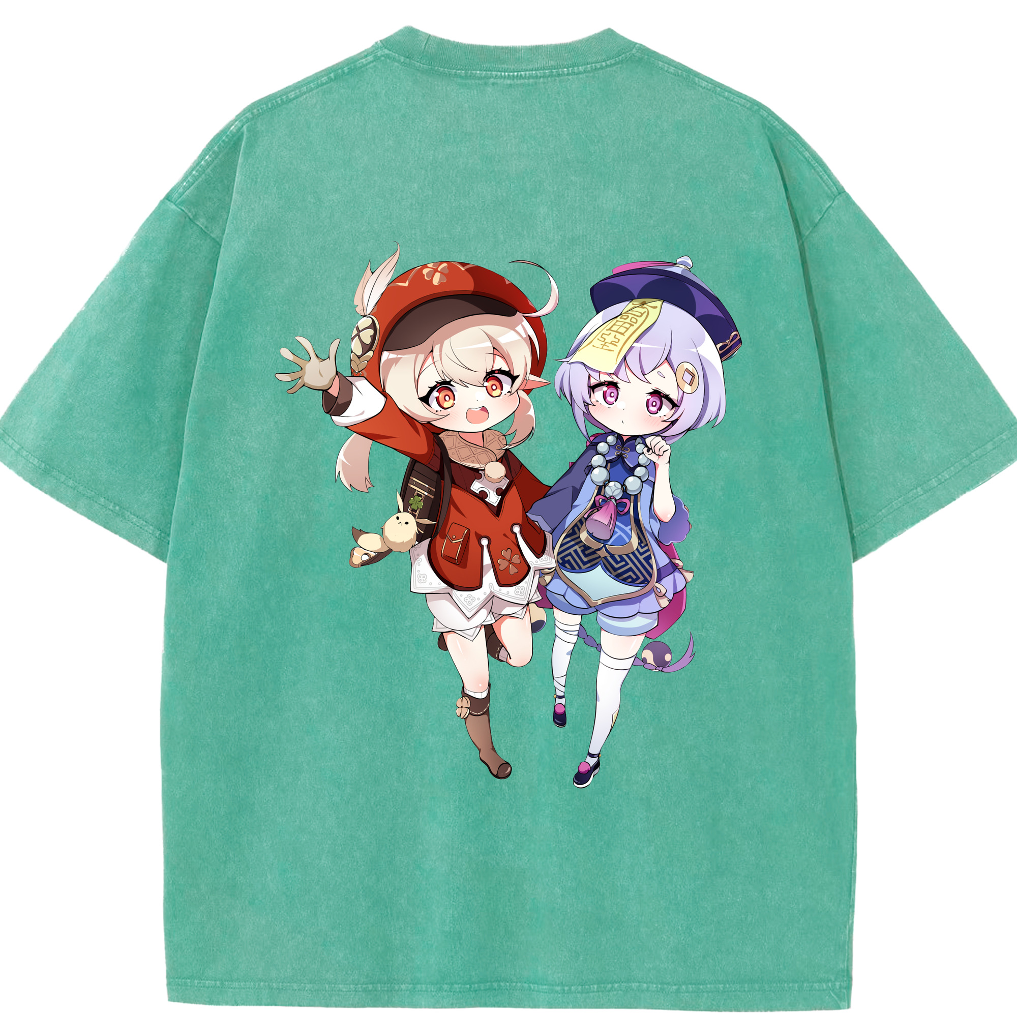 げんし神 七七 なな  genshin Nana 綿100% ヴィンテージ風 半袖Tシャツ（背面プリント）